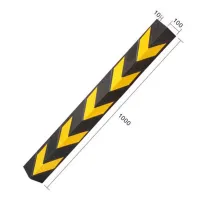 Černo-žlutá gumová ochrana rohů zdí, stěn FLOMA WP93 - délka 100 cm, šířka 10 x 10 cm, tloušťka 1 cm