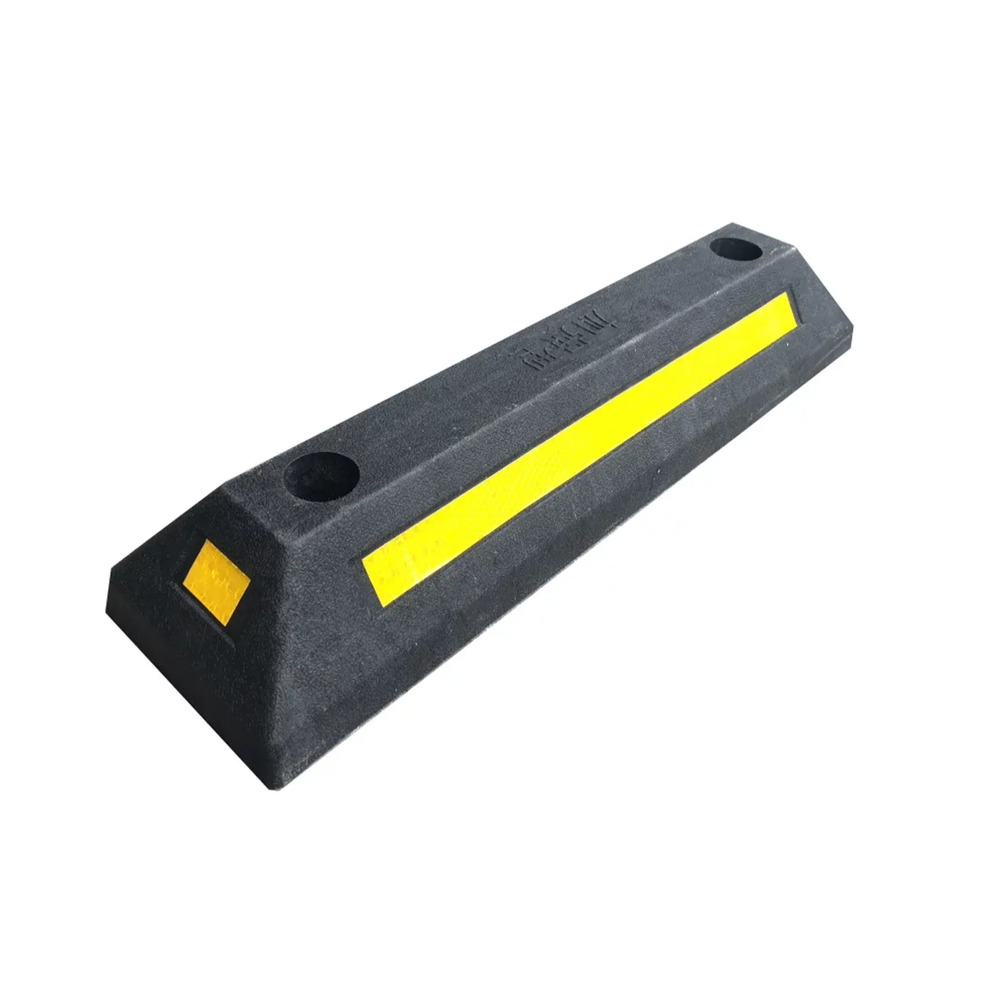 Černo-žlutý gumový parkovací doraz FLOMA WS11 - délka 56 cm, šířka 16 cm, výška 10 cm