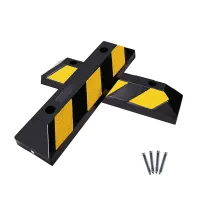 Černo-žlutý gumový parkovací doraz FLOMA WS31 - délka 56 cm, šířka 16 cm, výška 10 cm