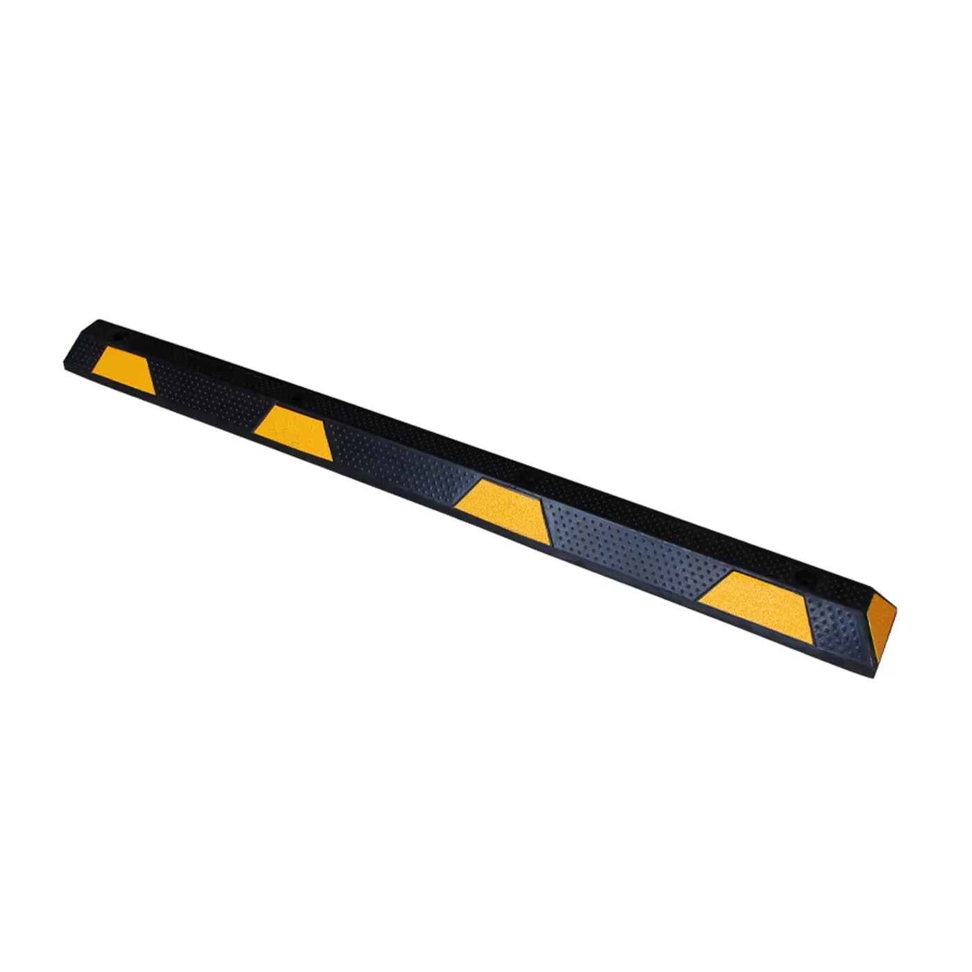 Černo-žlutý gumový parkovací doraz FLOMA WS44 - délka 183 cm, šířka 15 cm, výška 10 cm