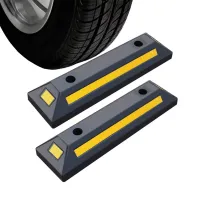 Černo-žlutý gumový parkovací doraz FLOMA WS71 - délka 54 cm, šířka 15 cm, výška 10 cm