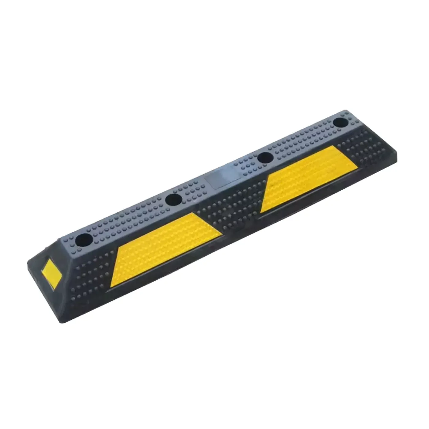 Černo-žlutý gumový parkovací doraz FLOMA WS83 - délka 75 cm, šířka 15 cm, výška 9 cm