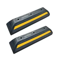 Černo-žlutý gumový parkovací doraz FLOMA WS96 - délka 100 cm, šířka 25 cm, výška 20 cm