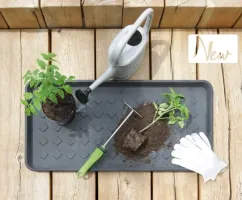 Černý plastový odkapávač na boty FLOMA Popular - délka 35 cm, šířka 71,5 cm, výška 3,3 cm