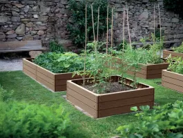 Černý plastový vyvýšený stohovatelný záhon GH14 - délka 75,6 cm, šířka 75,6 cm, výška 25 cm