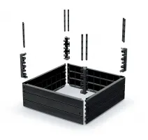 Černý plastový vyvýšený stohovatelný záhon GH14 - délka 75,6 cm, šířka 75,6 cm, výška 25 cm