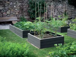 Černý plastový vyvýšený stohovatelný záhon GH68 - délka 149,2 cm, šířka 75,6 cm, výška 25 cm