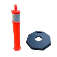 Červený plastový (PE) sloupek s gumovým podstavcem FLOMA BWB91 - průměr 14 cm, výška 74 cm