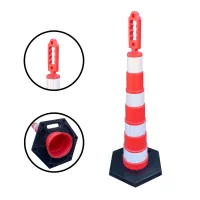 Červený plastový (PE) sloupek s gumovým podstavcem FLOMA BWB91 - průměr 24 cm, výška 118 cm