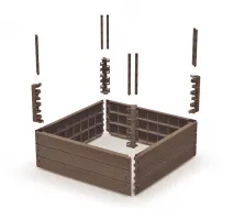 Hnědý plastový vyvýšený stohovatelný záhon GH14 - délka 75,6 cm, šířka 75,6 cm, výška 25 cm