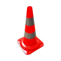Oranžový plastový (PVC) dopravní reflexní kužel FLOMA CF46 - délka 29,5 cm, šířka 29,5 cm, výška 50 cm