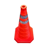 Oranžový skládací dopravní reflexní kužel FLOMA - délka 24 cm, šířka 24 cm, výška 45 cm