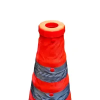 Oranžový skládací dopravní reflexní kužel FLOMA - délka 24 cm, šířka 24 cm, výška 45 cm