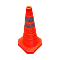 Oranžový skládací dopravní reflexní kužel FLOMA - délka 24 cm, šířka 24 cm, výška 45 cm