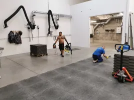 Plastová hladká kuličková puzzle podlahová deska FLOMA RePVC T621P - délka 116 cm, šířka 78 cm, výška 1,2 cm