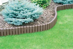 Šedý plastový zahradní obrubník GC55 - délka 270 cm, výška 24 cm