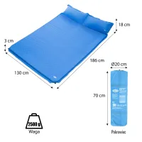 Modrá samonafukovací karimatka NILS CAMP NC4060 - délka 186 cm, šířka 130 cm, výška 3 cm