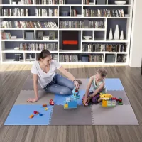 Modro-šedá pěnová puzzle podložka (9 ks) ONE FITNESS - délka 180 cm, šířka 180 cm, výška 1 cm