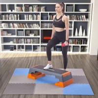 Modro-šedá pěnová puzzle podložka (9 ks) ONE FITNESS - délka 180 cm, šířka 180 cm, výška 1 cm