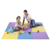 Různobarevná pěnová puzzle podložka (9 ks) ONE FITNESS - délka 180 cm, šířka 180 cm, výška 1 cm