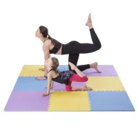 Různobarevná pěnová puzzle podložka (9 ks) ONE FITNESS - délka 180 cm, šířka 180 cm, výška 1 cm