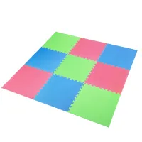 Různobarevná pěnová puzzle podložka (9 ks) ONE FITNESS - délka 180 cm, šířka 180 cm, výška 1 cm
