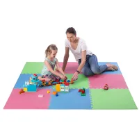 Různobarevná pěnová puzzle podložka (9 ks) ONE FITNESS - délka 180 cm, šířka 180 cm, výška 1 cm