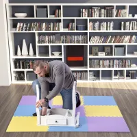 Různobarevná pěnová puzzle podložka (9 ks) ONE FITNESS - délka 180 cm, šířka 180 cm, výška 1 cm