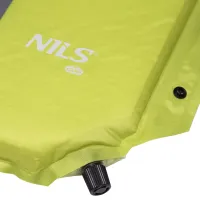 Šedo-zelená samonafukovací karimatka s podhlavníkem NILS CAMP NC4349 - délka 193 cm, šířka 58 cm, výška 3 cm