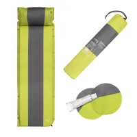 Šedo-zelená samonafukovací karimatka s podhlavníkem NILS CAMP NC4349 - délka 193 cm, šířka 58 cm, výška 3 cm