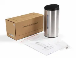 Stříbrný nerezový bezdotykový dávkovač dezinfekce, mýdla (gel) Donner ROUND - objem 700 ml