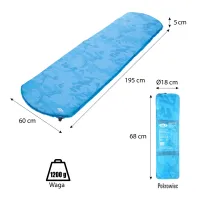 Modrá samonafukovací karimatka NILS CAMP NC4062 - délka 195 cm, šířka 60 cm, výška 5 cm