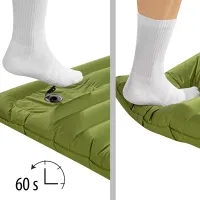 Zelená nafukovací turistická karimatka s integrovanou pumpou NILS CAMP - délka 190 cm, šířka 64 cm, výška 10 cm