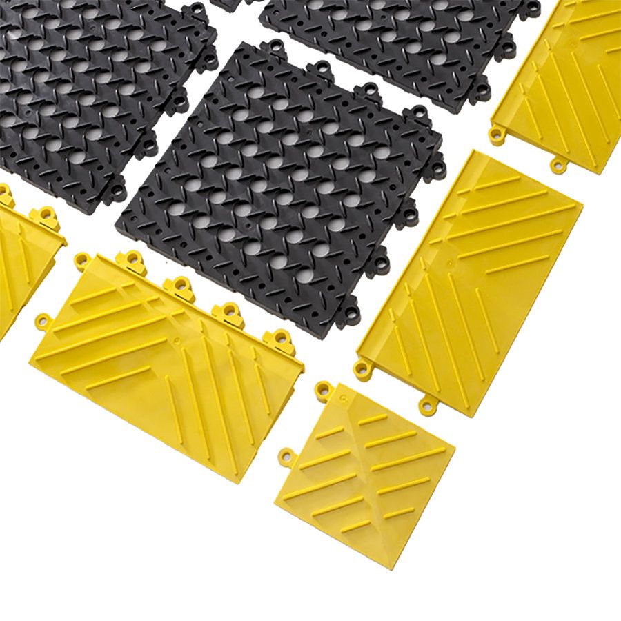 Černá protiúnavová protiskluzová rohož Diamond Flex Lok - délka 30 cm, šířka 30 cm, výška 2,5 cm