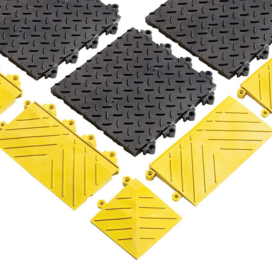 Černá protiúnavová protiskluzová rohož Diamond Flex Lok Solid - délka 30 cm, šířka 30 cm, výška 2,5 cm