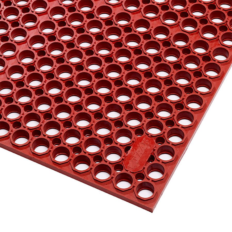 Červená gumová protiúnavová rohož Sanitop Deluxe Red - délka 91 cm, šířka 152 cm, výška 2 cm F