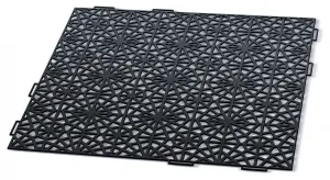 Černá plastová děrovaná terasová dlažba - délka 39,7 cm, šířka 39,7 cm, výška 1 cm