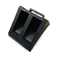 Černo-žlutý gumový zakládací klín pod kola FLOMA WCF33 - délka 32 cm, šířka 29 cm, výška 26 cm