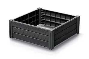 Černý plastový stohovatelný vyvýšený záhon BP62 - délka 61,8 cm, šířka 61,8 cm, výška 23 cm