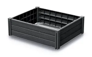 Černý plastový stohovatelný vyvýšený záhon BP76 - délka 75,6 cm, šířka 61,8 cm, výška 23 cm