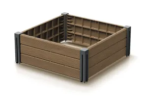 Hnědý plastový stohovatelný vyvýšený záhon BP62 - délka 61,8 cm, šířka 61,8 cm, výška 23 cm