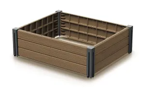 Hnědý plastový stohovatelný vyvýšený záhon BP76 - délka 75,6 cm, šířka 61,8 cm, výška 23 cm