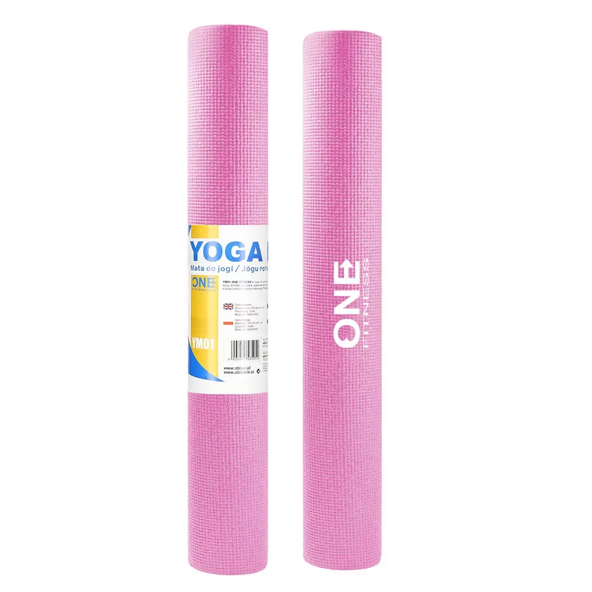 Růžová podložka pro jógu ONE FITNESS - délka 173,5 cm, šířka 61 cm, tloušťka 0,3 cm