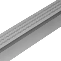 Šedá plastová (PVC) protiskluzová schodová hrana F208 - délka 150 cm, šířka 8,2 cm, výška 4,5 cm