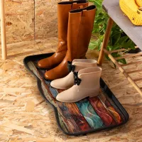 Plastový odkapávač na boty FLOMA Colored Wood - délka 38 cm, šířka 75 cm, výška 2,1 cm