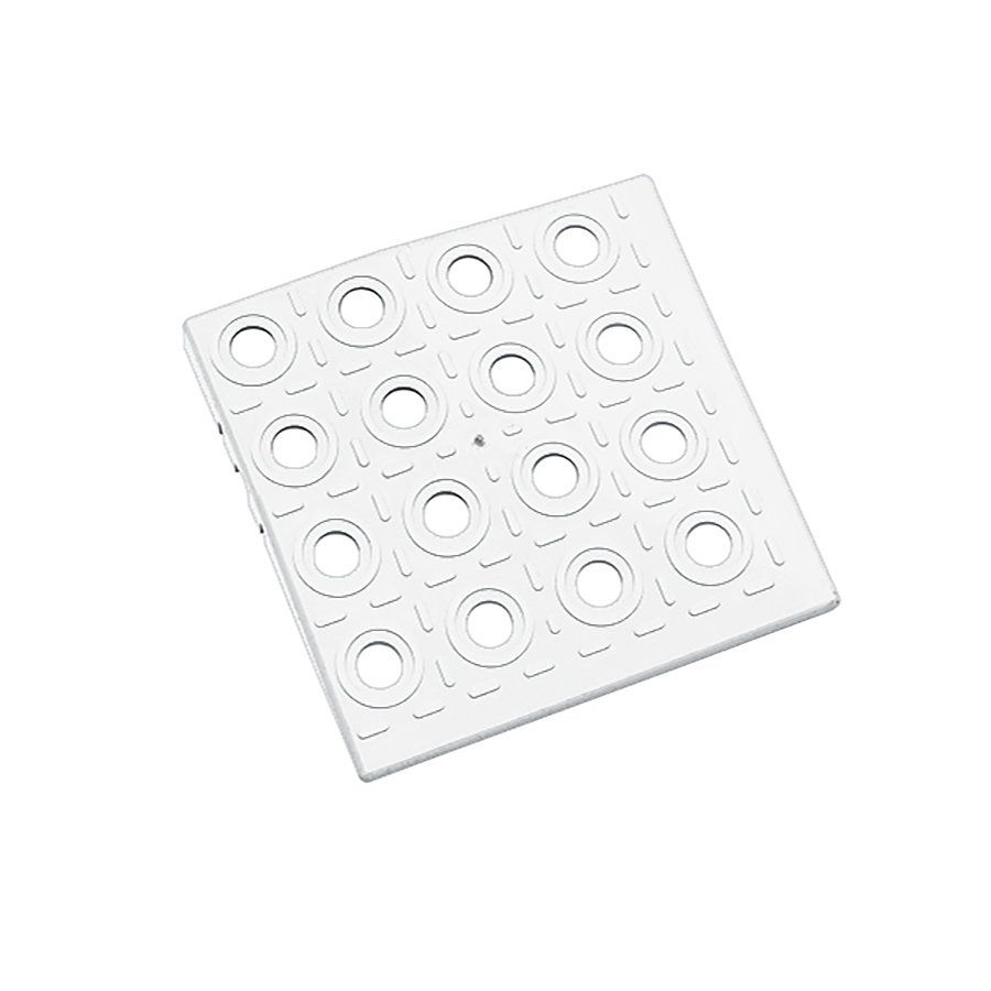 Bílý plastový rohový nájezd AvaTile AT-HRD - délka 13,7 cm, šířka 13,7 cm, výška 1,6 cm F