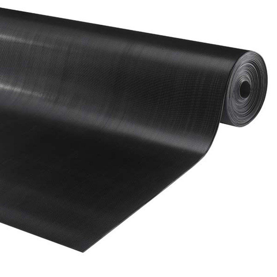 Černá gumová průmyslová protiskluzová rohož FLOMA Alfa - délka 10 m, šířka 120 cm, výška 0,3 cm