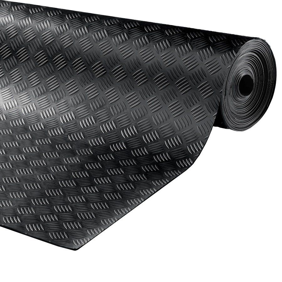 Černá průmyslová protiskluzová podlahová guma FLOMA Delta - délka 10 m, šířka 150 cm, výška 0,3 cm