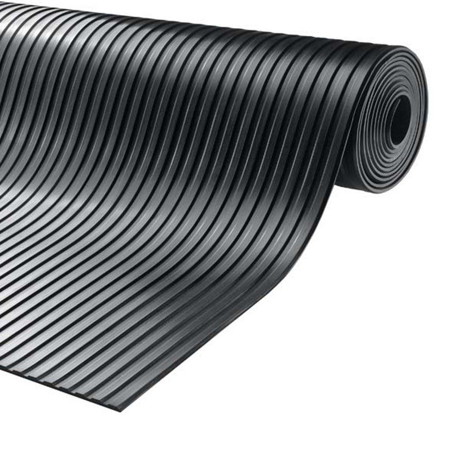 Černá průmyslová protiskluzová podlahová guma FLOMA Gamma - délka 10 m, šířka 100 cm, výška 0,6 cm