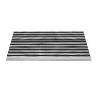 Černo-stříbrná hliníková venkovní čistící kartáčová vstupní rohož FLOMA Topline - 50 x 80 x 1,5 cm